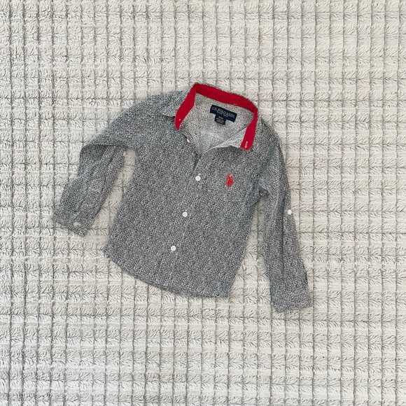 U.S. Polo Assn. Other - U.S. Polo Assn. Boys Gray and Red Button Down Shirt Casual